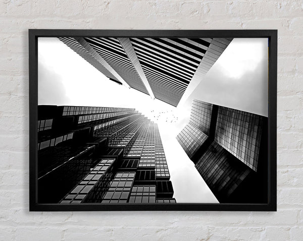 Skyscrapers In Black And White Framed Print