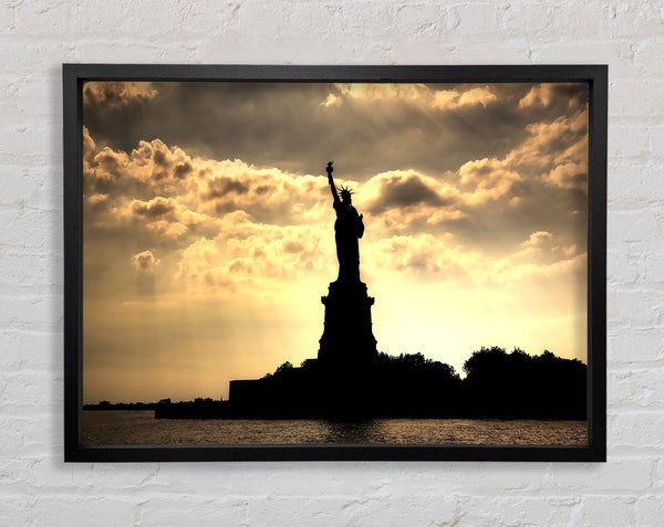 Statue Of Liberty United States Morning Rays Framed Print