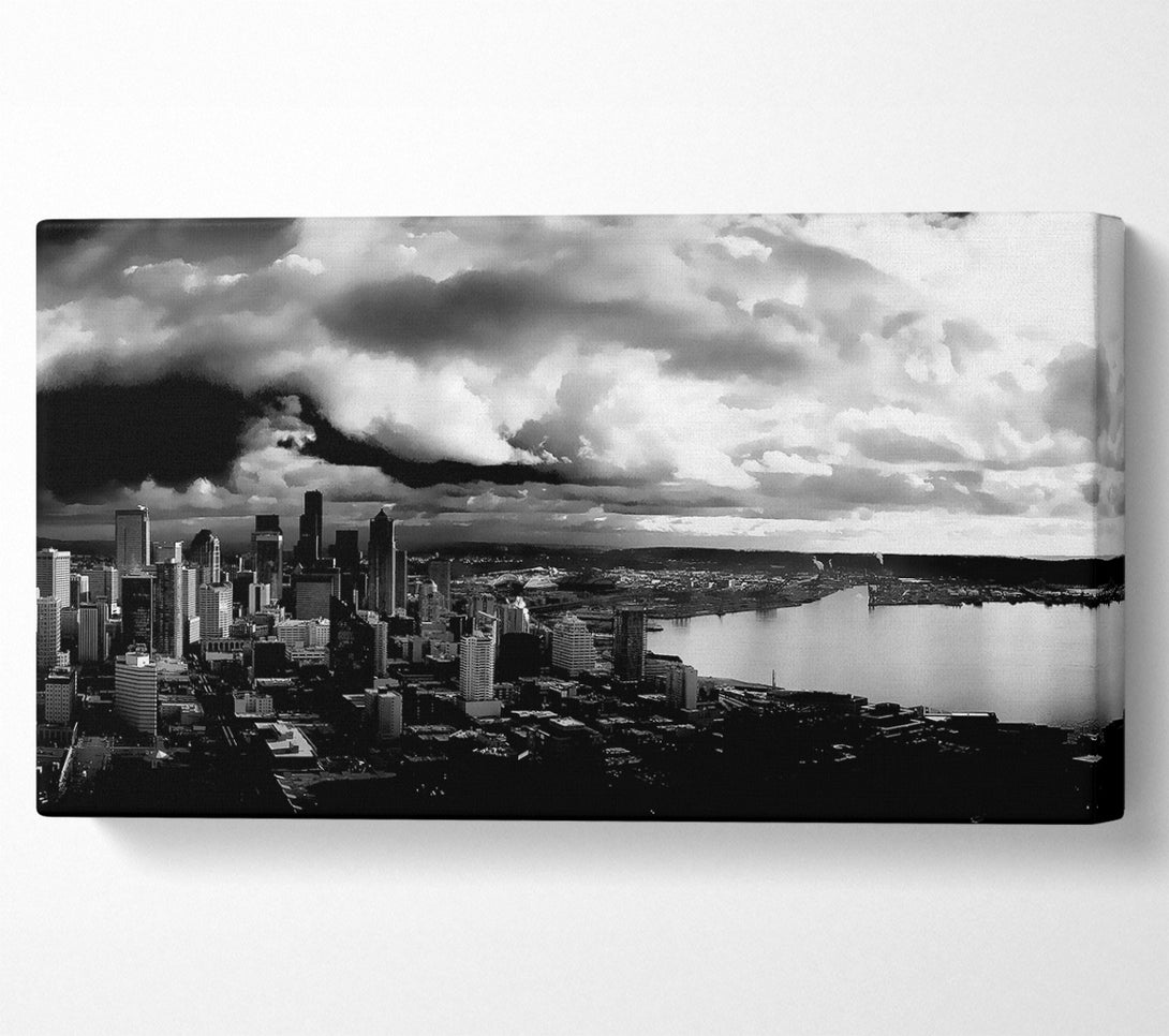  A Canvas Print of Storm Over City B n W Canvas Wall Art