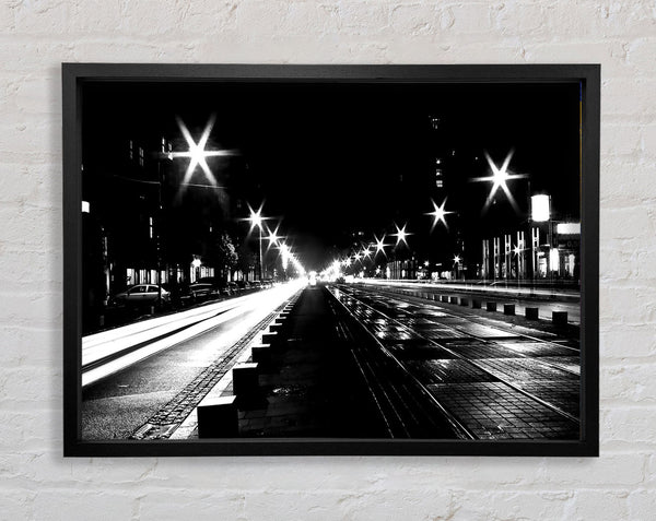 Street View At Night Framed Print
