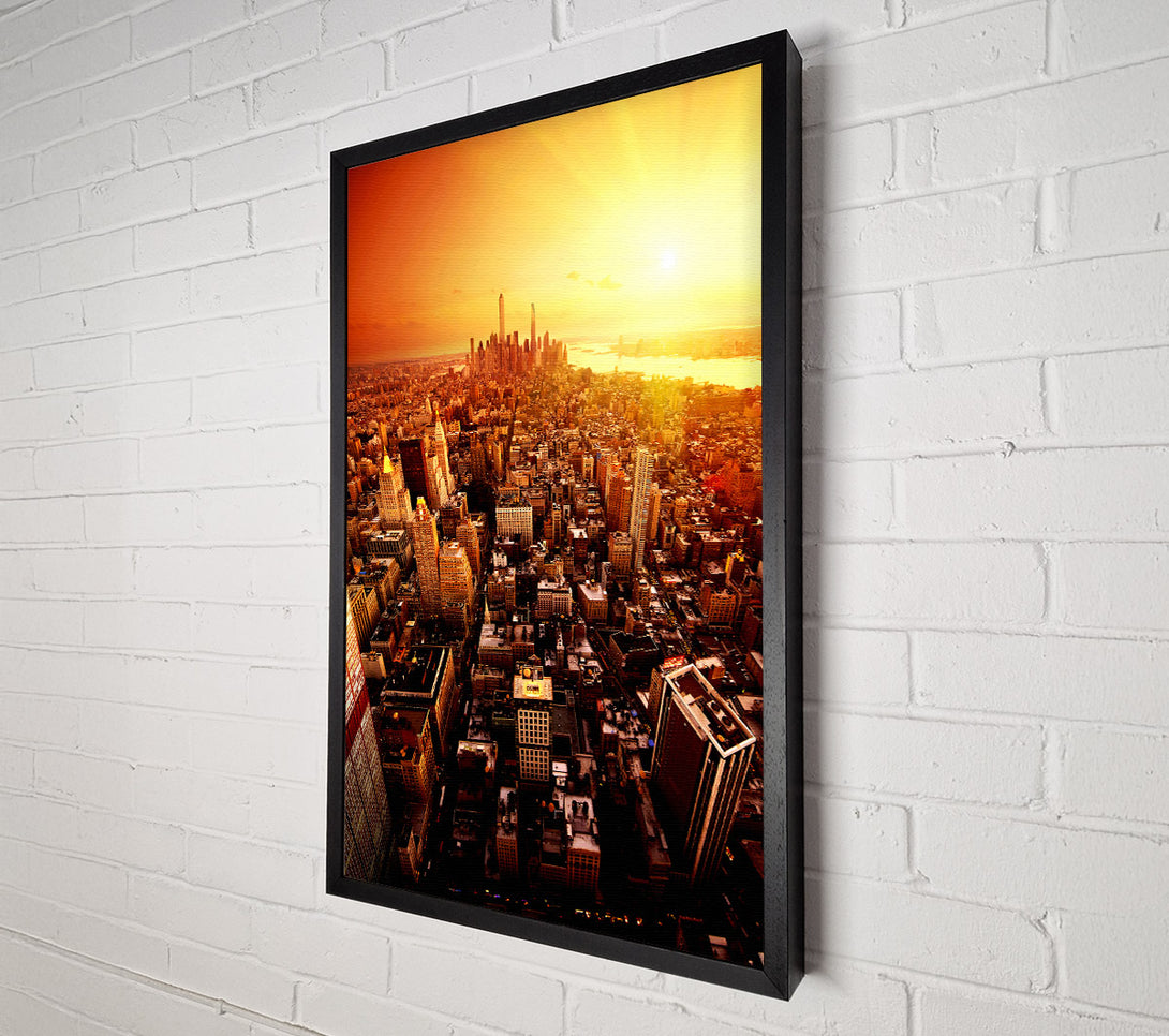  A Canvas Print of Sunburst Over New York City Canvas Wall Art