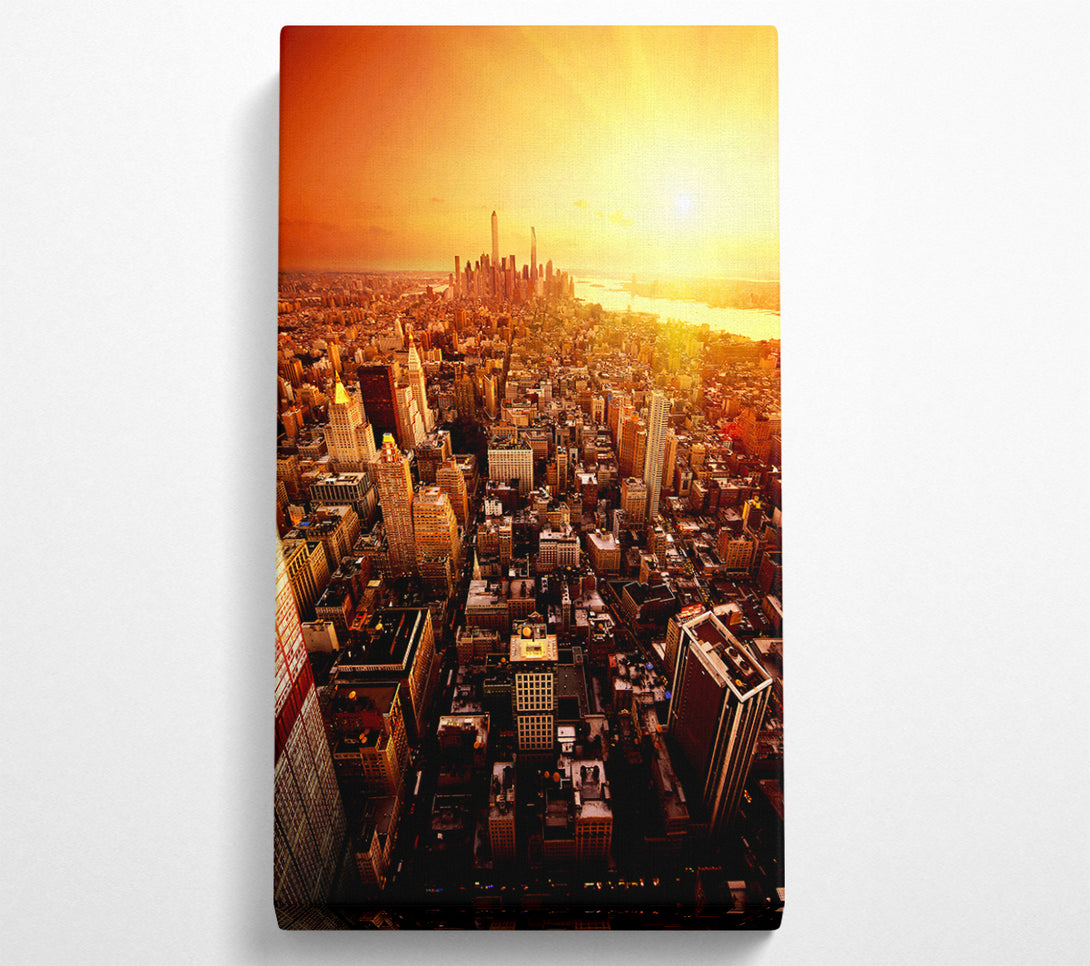  A Canvas Print of Sunburst Over New York City Canvas Wall Art