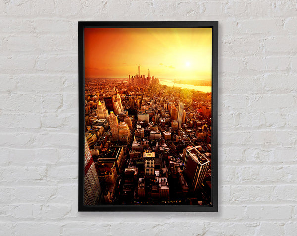 Sunburst Over New York City Framed Print