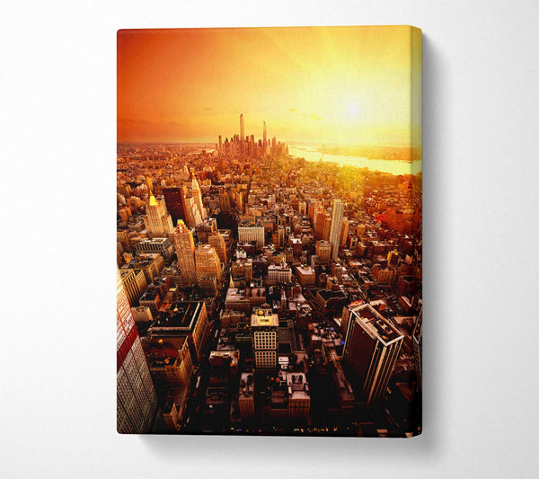  A Canvas Print of Sunburst Over New York City Canvas Wall Art