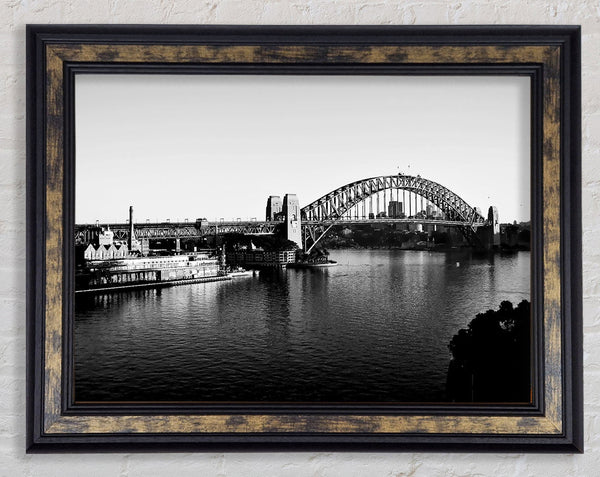 Sydney Harbour Bridge B n W Framed Print