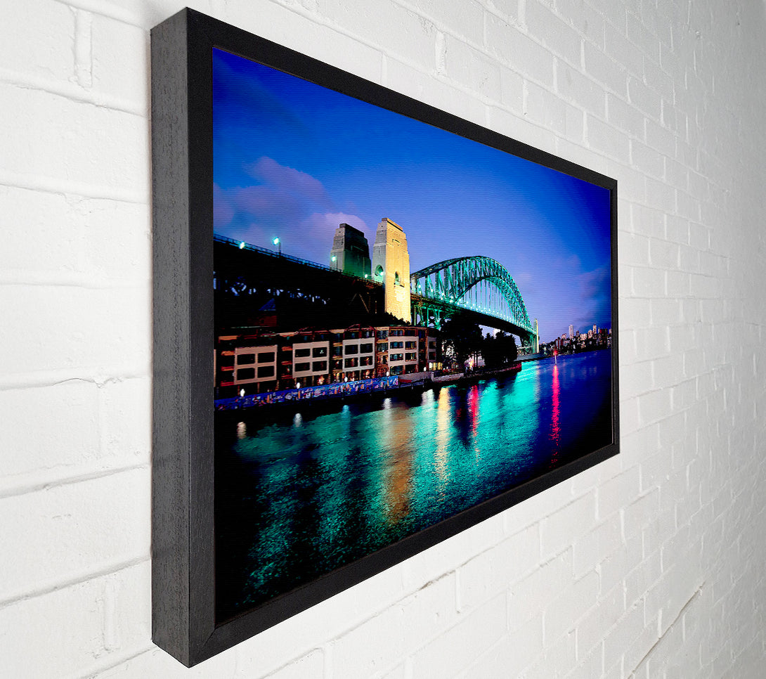  A Canvas Print of Sydney Harbour Bridge Blue Glow Canvas Wall Art