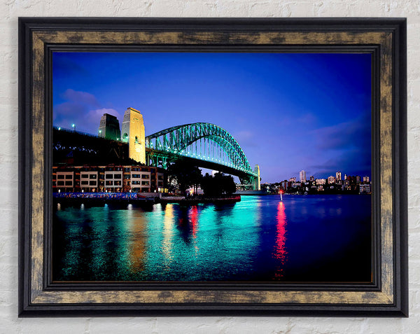 Sydney Harbour Bridge Blue Glow Framed Print