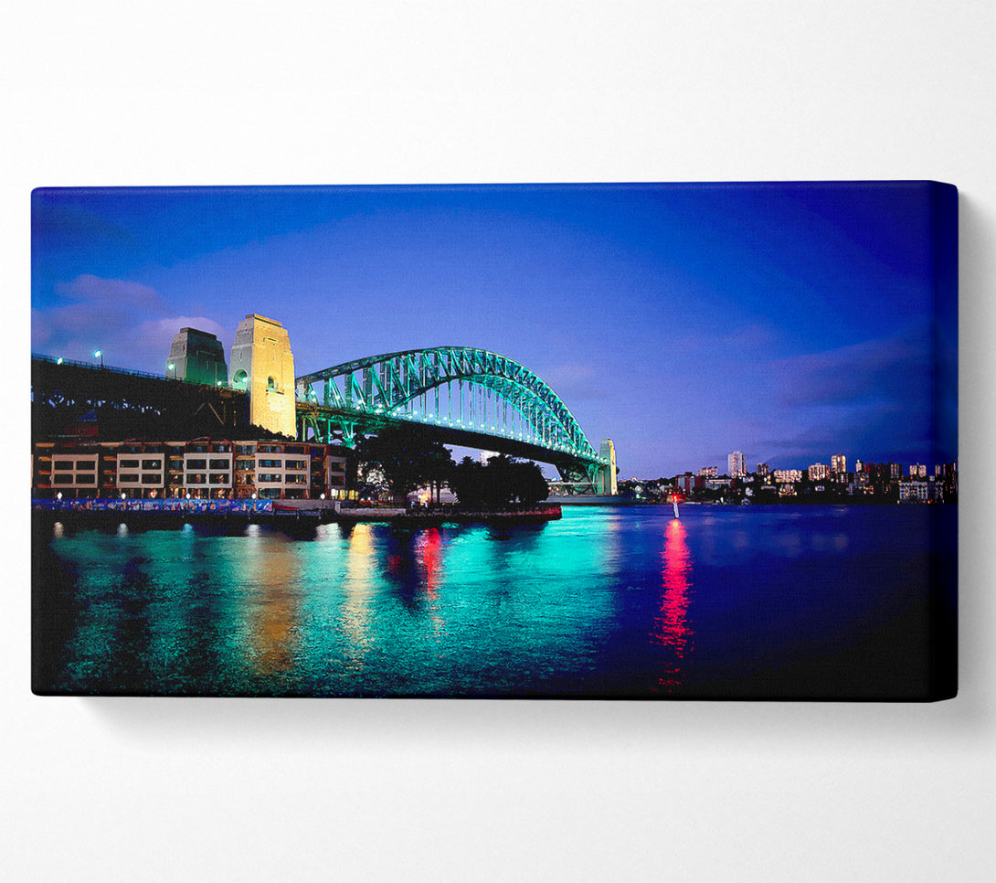  A Canvas Print of Sydney Harbour Bridge Blue Glow Canvas Wall Art