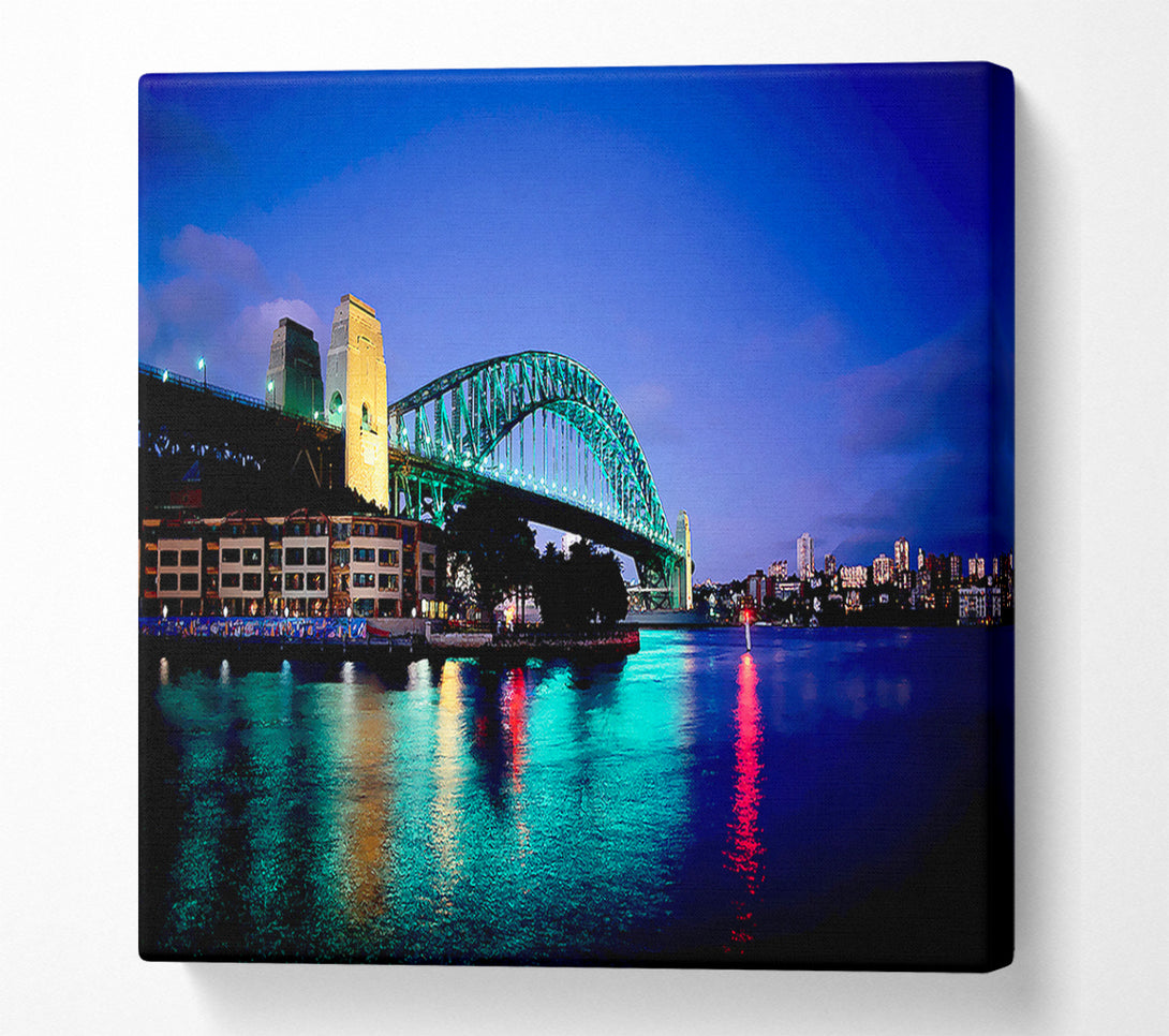  A Canvas Print of Sydney Harbour Bridge Blue Glow Canvas Wall Art