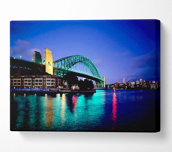  A Canvas Print of Sydney Harbour Bridge Blue Glow Canvas Wall Art
