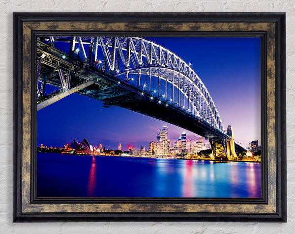 Sydney Harbour Bridge Blue Night Framed Print
