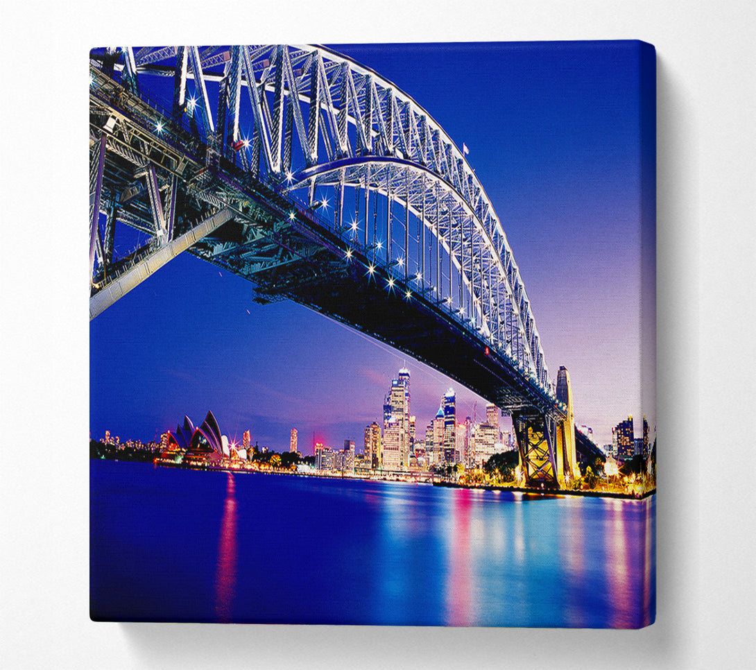  A Canvas Print of Sydney Harbour Bridge Blue Night Canvas Print