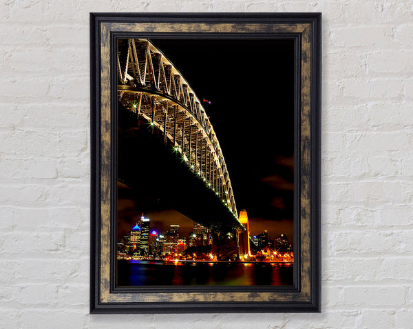 Sydney Harbour Bridge Brown Nights Framed Print