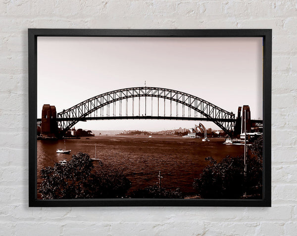 Sydney Harbour Bridge Brown Framed Print