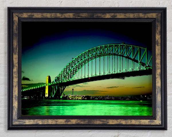 Sydney Harbour Bridge Green Cast Framed Print