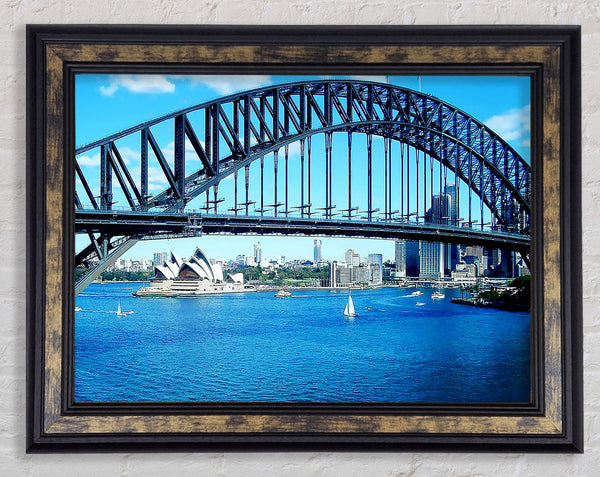 Sydney Harbour Bridge Opera House View Colour Framed Print