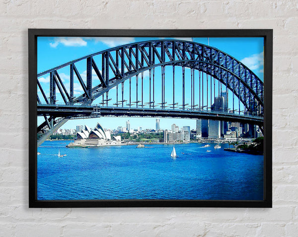 Sydney Harbour Bridge Opera House View Colour Framed Print