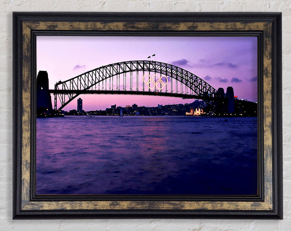 Sydney Harbour Bridge Pink Reflections Framed Print