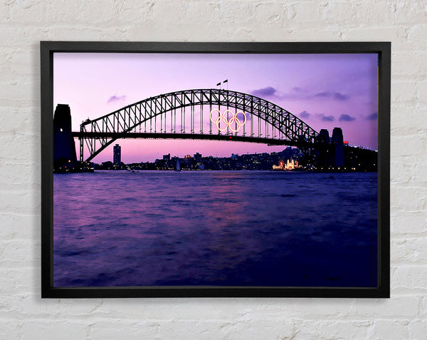 Sydney Harbour Bridge Pink Reflections Framed Print
