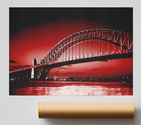 Sydney Harbour Bridge Red Print