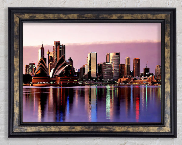 Sydney Harbour Opera House Stunning Pink Reflections Framed Print