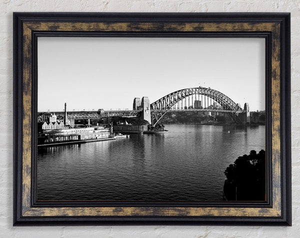 Sydney Harbour Retro Framed Print