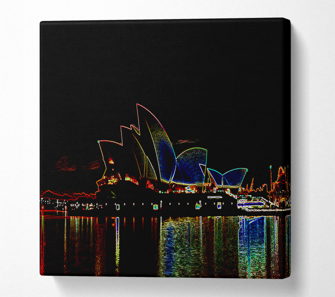  A Canvas Print of Sydney Opera House Psychedelic Canvas Wall Art