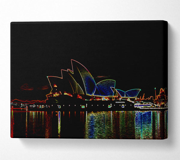  A Canvas Print of Sydney Opera House Psychedelic Canvas Wall Art