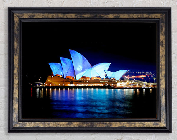 Sydney Opera House Night Glow Framed Print