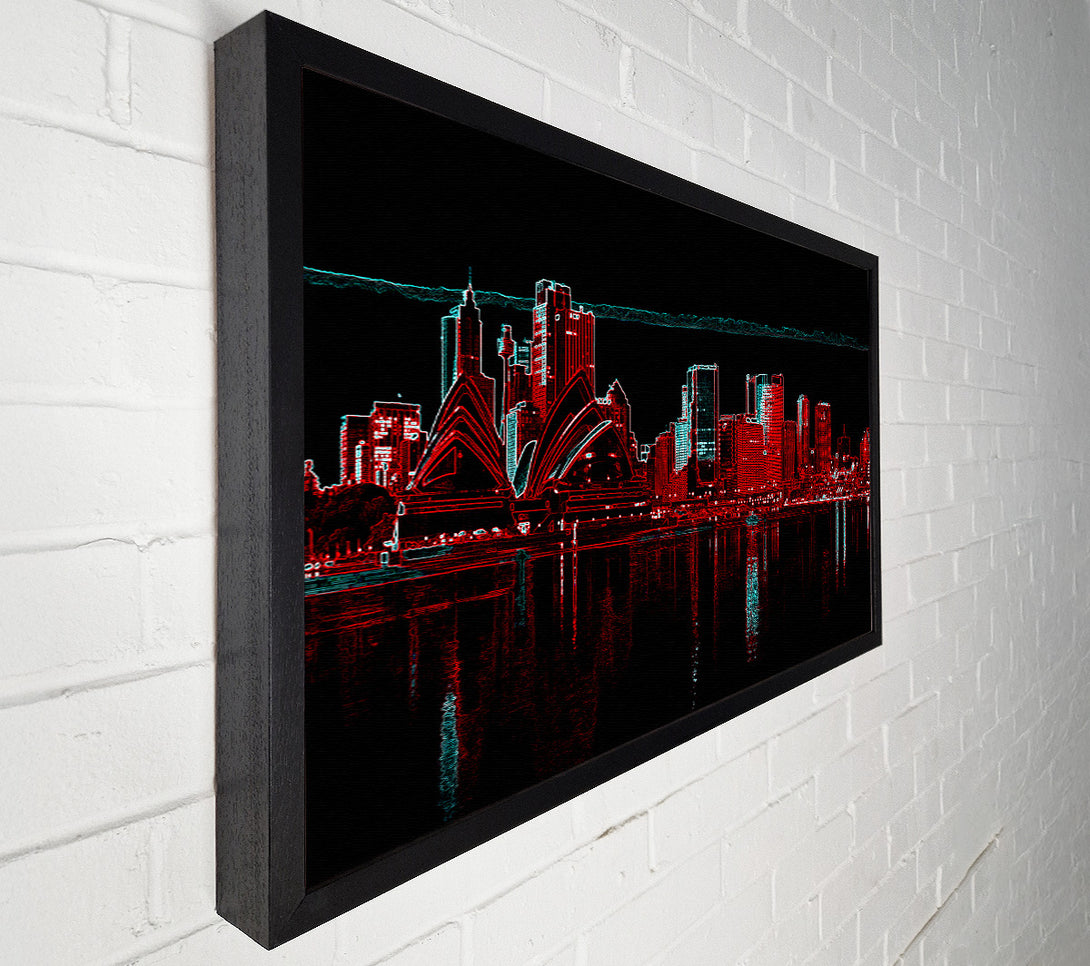  A Canvas Print of Sydney Skyline Opera House Red Canvas Wall Art