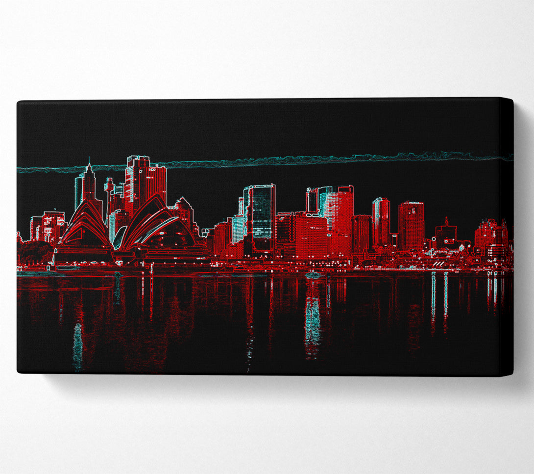  A Canvas Print of Sydney Skyline Opera House Red Canvas Wall Art