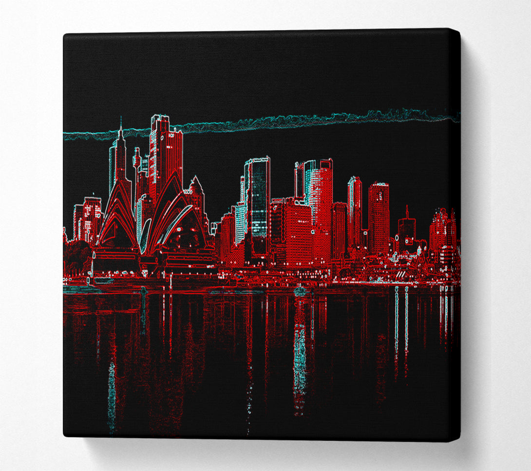  A Canvas Print of Sydney Skyline Opera House Red Canvas Wall Art