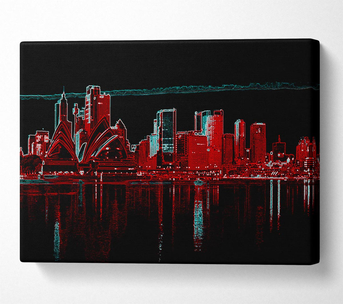  A Canvas Print of Sydney Skyline Opera House Red Canvas Wall Art
