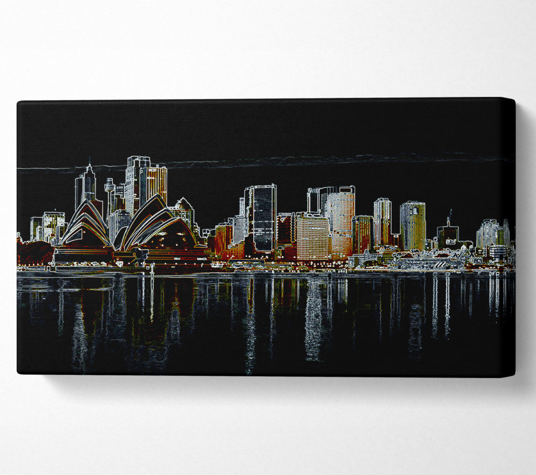  A Canvas Print of Sydney Skyline Opera House Psychedelic Canvas Wall Art