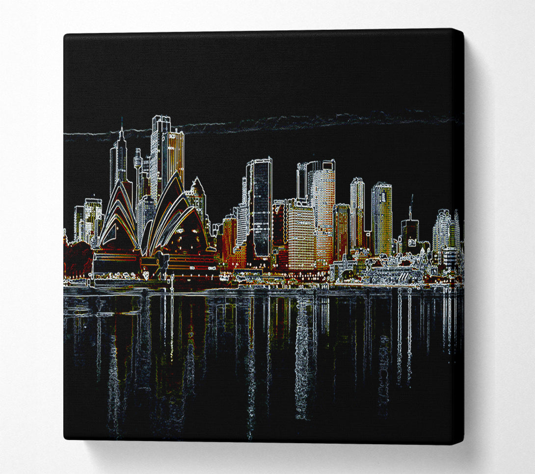  A Canvas Print of Sydney Skyline Opera House Psychedelic Canvas Wall Art