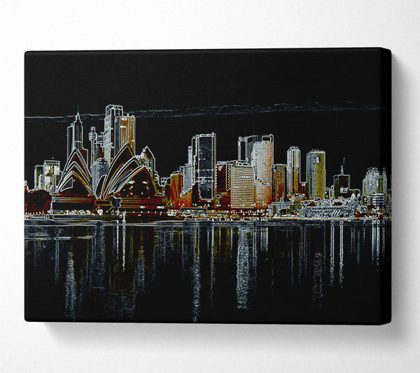  A Canvas Print of Sydney Skyline Opera House Psychedelic Canvas Wall Art