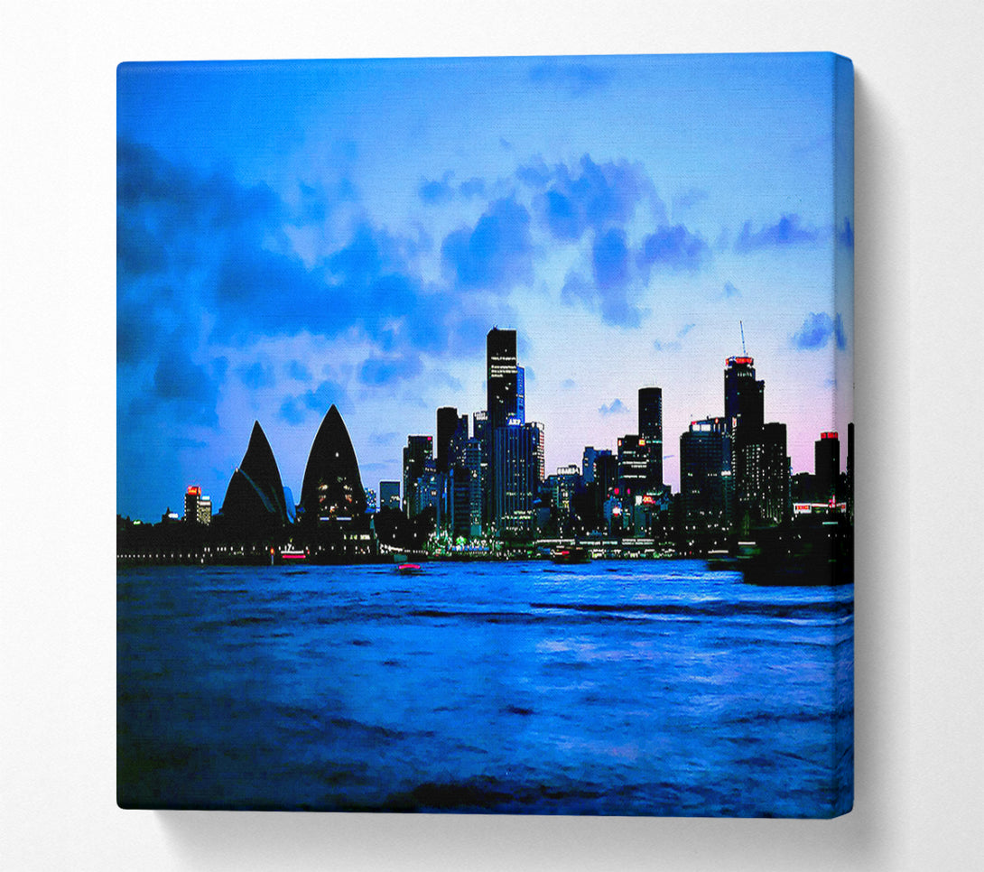  A Canvas Print of Syndey Opera House Afar Blue Canvas Wall Art