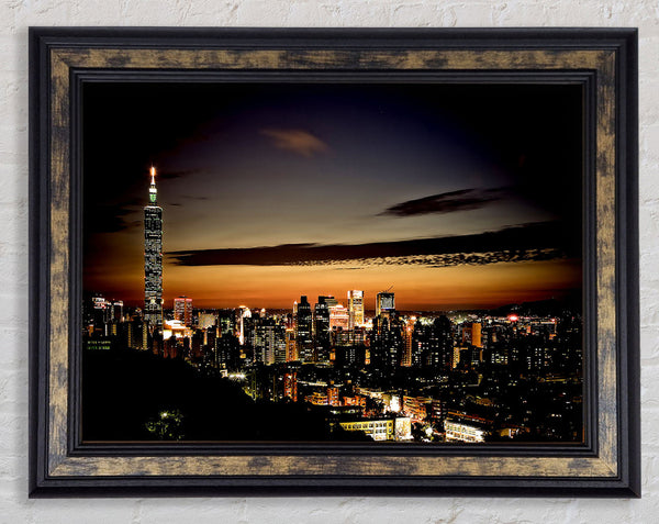 Taipei Skyline Framed Print