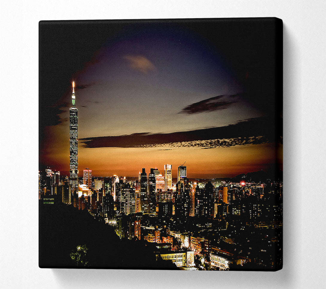  A Canvas Print of Taipei Skyline Canvas Art