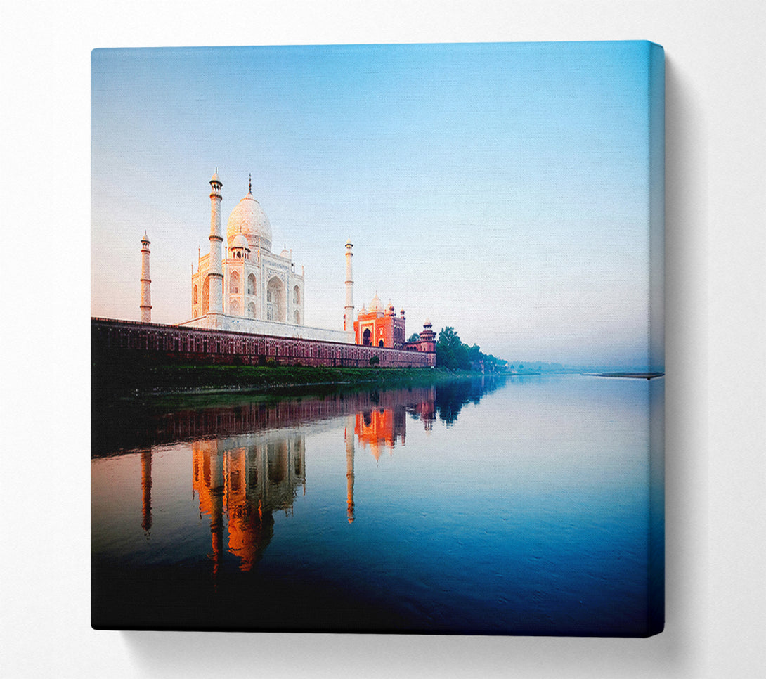  A Canvas Print of Taj Mahal Water Reflections Canvas Art