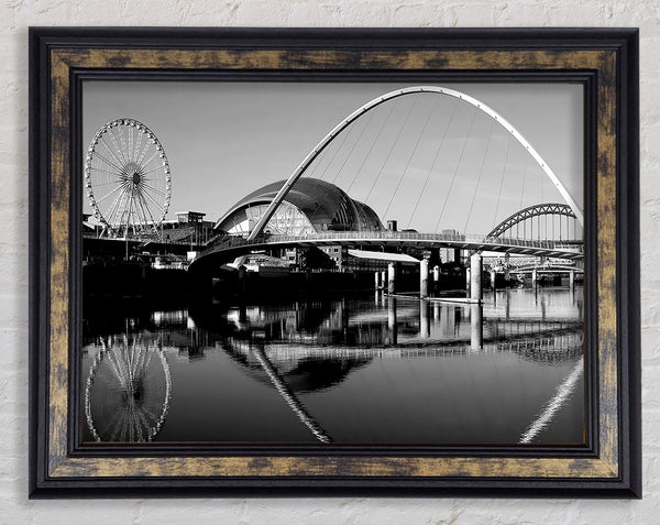 The City Of Fun Newcastle B n W Framed Print
