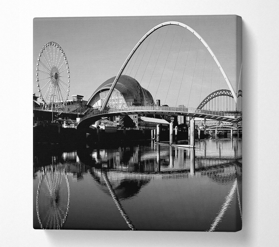  A Canvas Print of The City Of Fun Newcastle B n W Canvas Wall Art