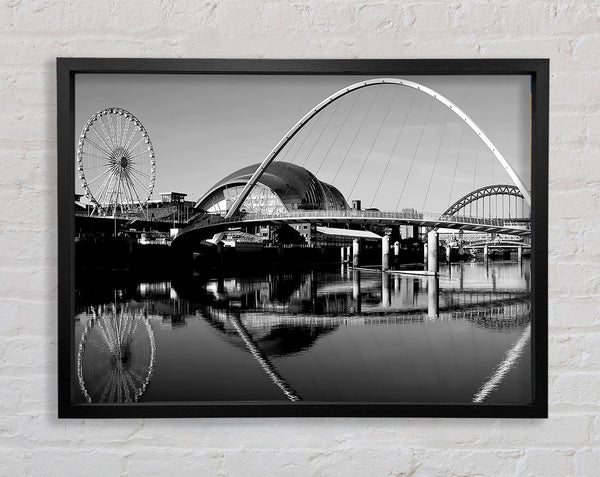 The City Of Fun Newcastle B n W Framed Print
