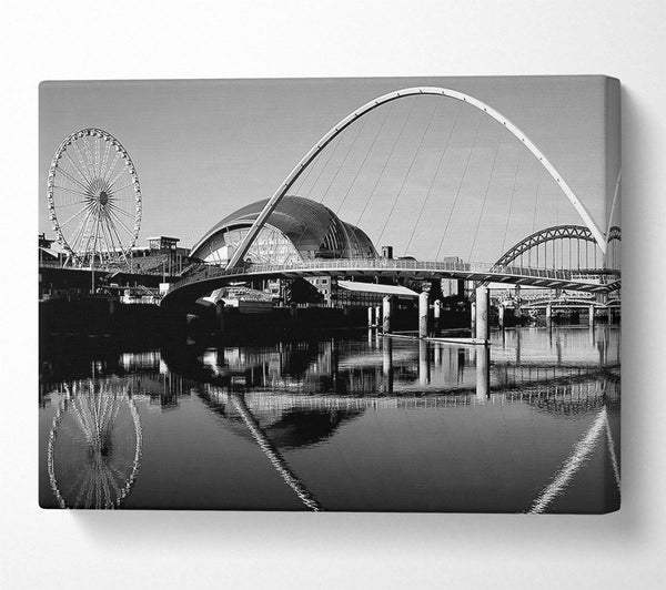  A Canvas Print of The City Of Fun Newcastle B n W Canvas Wall Art