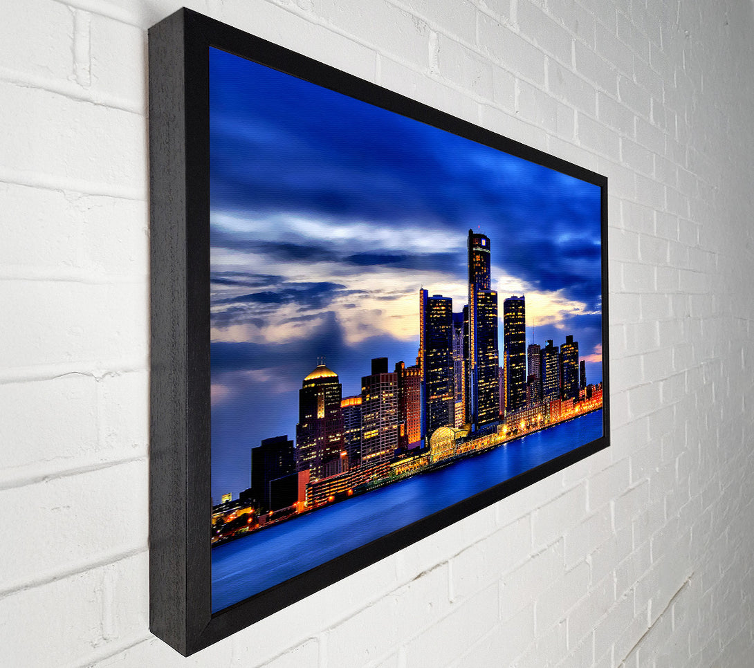  A Canvas Print of The City Of Lights Blue Golden Canvas Print