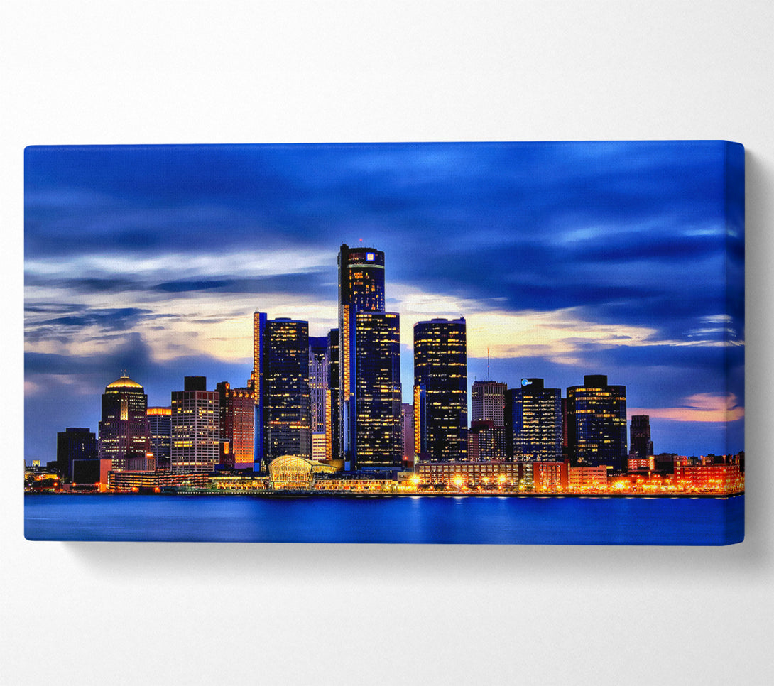  A Canvas Print of The City Of Lights Blue Golden Canvas Print