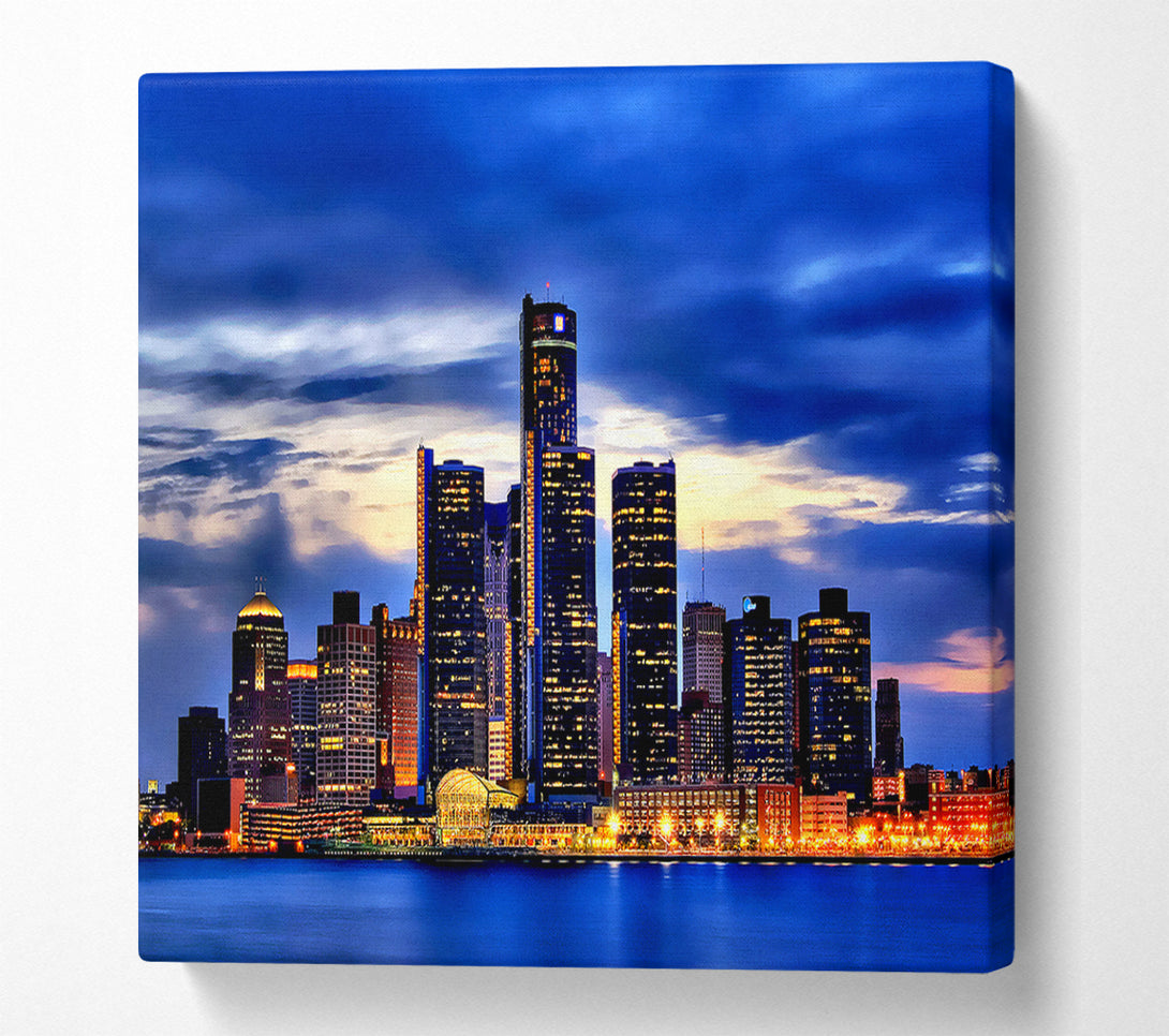  A Canvas Print of The City Of Lights Blue Golden Canvas Print