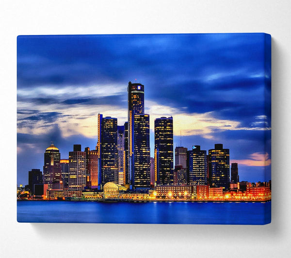  A Canvas Print of The City Of Lights Blue Golden Canvas Print