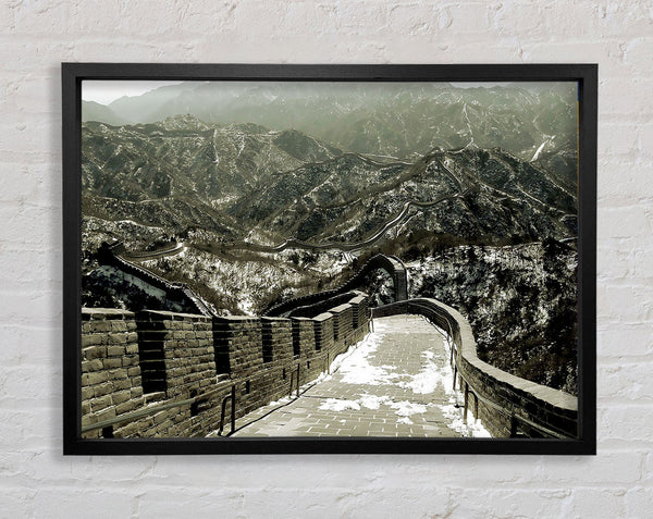 The Great Wall Of China Sepia Framed Print