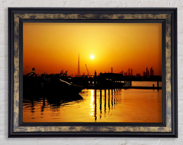 The Harbour At Sunrise Framed Print